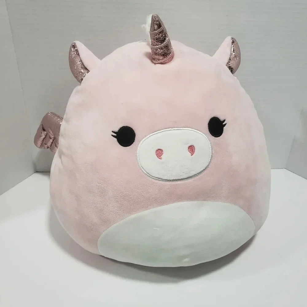 Squishmallow 12" Grecia Pegasus Unicorn/Pegacorn,Pink/Metallic horn/Wings.